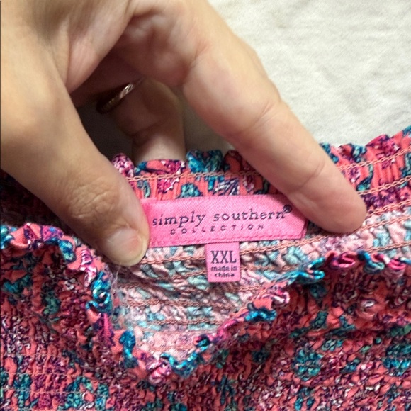 Simply Southern Pink and Teal Floral Blouse - Picture 2 of 4